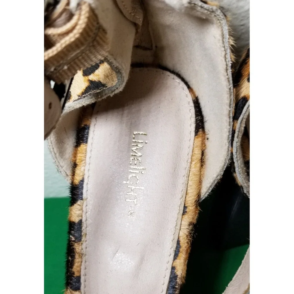 Limelight Brown Leopard Platform Block Heel Ankle Strap Women Size 11 Retro City